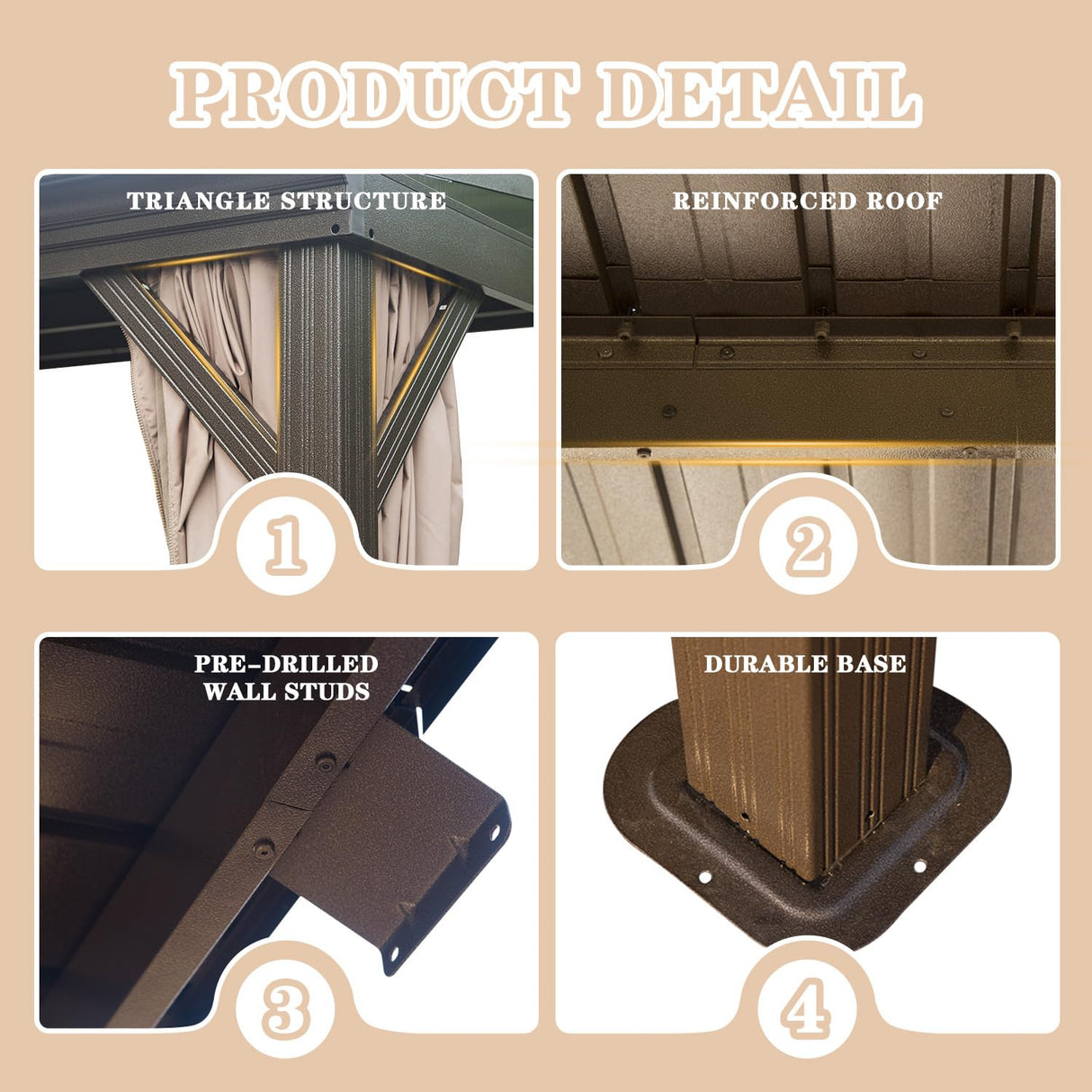 Domi 12x16FT Wall-Mounted Hardtop Gazebo, Aluminum Lean to Gazebo with Galvanized Steel Sloping Roof, Curtains & Netting for Outdoor Patio, Deck, Backyard, Garden Parties domi outdoor living