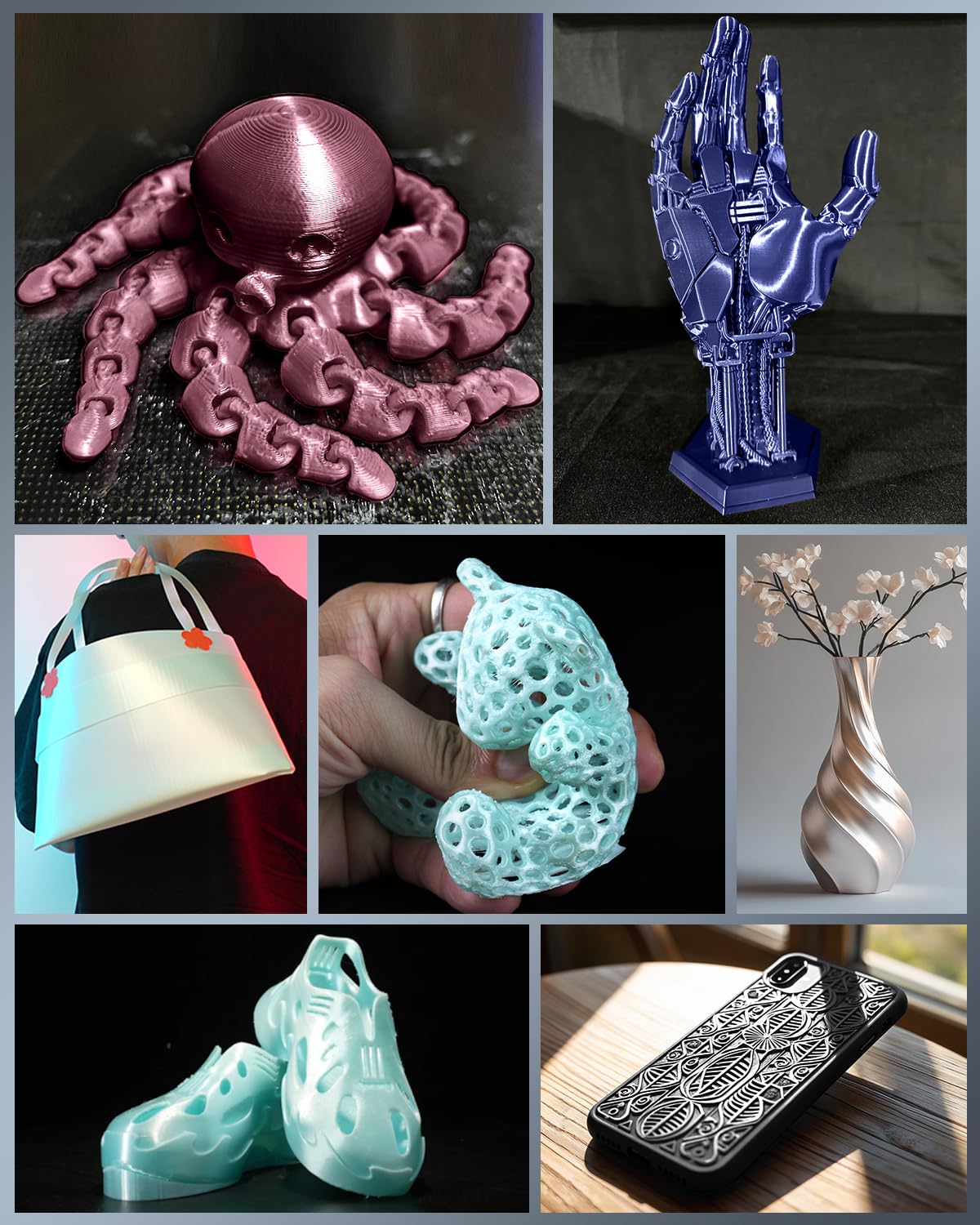 SUNLU TPU-Silk 3D Printer Filament, 98A TPU Filament 1.75mm, Glossy Silk Surface TPU Filament, Flexible TPU 3D Printing Filament, Dimensional Accuracy +/- 0.03mm, 1kg(2.2lbs) Spool, Royal Blue SUNLU