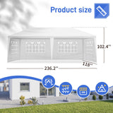 SEALAMB 10x20 FT Canopy Party Tent with 6 Removable Sidewalls, Durable Waterproof Pe Cloth, Outdoor Patio Party White Tents for Wedding Birthday and Garden SEALAMB