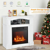 OFFICEJOY Electric Fireplace with Mantel, 32’’ Freestanding Fireplace Realistic Flame with Thermostat, 3 Brightness & Remote Control, Electric Fireplace Heater with Temperature Control & Timer (White) OFFICEJOY