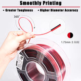 LOCYFENS PLA Filament 1.75mm, Silk PLA 3D Printer Filament, Dual Color Filament Black Red 2 in 1 Coextrusion 1.75 PLA Filament +/-0.02mm, 1kg/2.2lb LOCYFENS