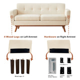 Kingfun 65.2" W Loveseat Sofa, Mid Century Modern Decor Love Seat Couches for Living Room, Button Tufted Upholstered Furniture, Solid & Easy to Install Small Couch for Bedroom Office Apartment, Beige Kingfun