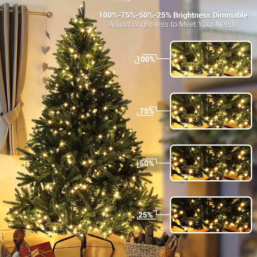 Brizled Christmas Lights Outdoor, 500 LED Color Changing Christmas String Lights with Remote, 180.4ft 11 Modes Christmas Tree Lights Warm White & Multicolor Green Wire Xmas Lights for Xmas Party Home