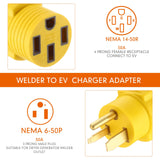 Kanayu EV Charger Adapter Compatible with NEMA 6-50P to 14-50R 50 Amp 3 Prong Welder Plug to 4 Prong Charging Connector, Welder Welding Dryer Charger Power Cord Adapter, EV use only, not for RV Kanayu