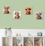 YarnWhimsy 4 Pack Paint by Numbers Kit for Kids with Frame- Animals Paint by Numbers for Kids Ages 4 8 12, Easy Elephants Horses Cows Deer DIY Acrylic Oil Painting Kits for Home Wall Decor(8X8inch) YarnWhimsy