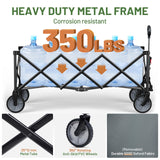 TIMBER RIDGE 51.2'' Extended Collapsible Wagon Cart with Cargo Net, 350LBS Heavy Duty Foldable Utility Wagon with Adjustable Handle, 250L Capacity Portable Cart for Camping Sports Shopping, Grey TIMBER RIDGE