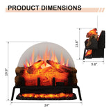 PuraFlame 24" Free Standing Electric Fireplace Log Set Insert, 750W/1500W Heater, 6 Flame Colors with 5 Brightness, Crackling Sound, Remote Control PuraFlame