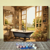 Tucocoo Bathroom Scenery Paint by Numbers Kits 16x20 inch Canvas DIY Digital Oil Painting for Adults with Brushes and Acrylic Pigment - Bathtub Rustic Style for Home Decor Gifts (Without Frame) Tucocoo