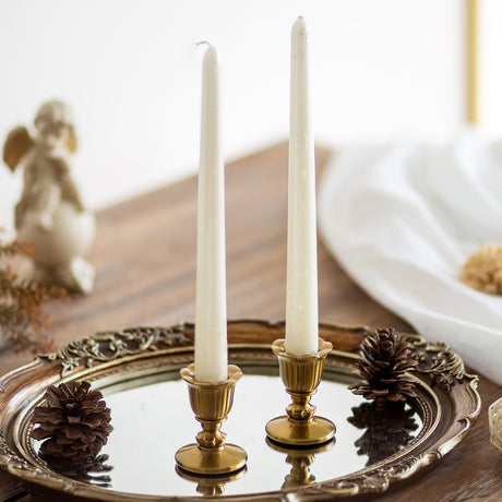 Vintage Candlestick Candle Holders Brass - Romadedi Taper Gold Candle Stick Victorian Style for Table Centerpiece Wedding Festive Christmas Mantel Decoration or Home Decor Set of 2 Romadedi