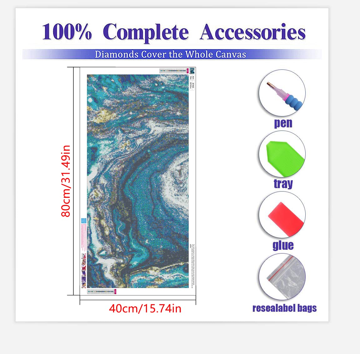 BOHADIY Diamond Painting Kits for Adults 5D Diamond Art Kits for Adults, Abstract Large Size 16x31 Inch DIY Full Drill Paintings with Diamonds Gem Art Crafts for Home Wall Decor BOHADIY