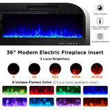 AMERLIFE 70" Modern Fireplace TV Stand with 36" Electric Fireplace & 2 Large Storage LED Bookcases, 3 Piece Living Room Entertainment Center Set for TVs Up to 80in, All Black AMERLIFE