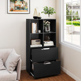 Giantex Bookcase with 2 Drawers, 51” Tall Floor Bookshelf w/4 Cubes, Anti-tip Kits, Freestanding Display Rack, Cubby Storage Organizer for Study, Living Room, Home Office, Black Giantex