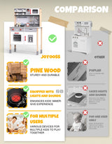 JOYOOSS Kids Play Kitchen Playset, Wooden Play Kitchen Kids Kitchen Playset Toy Toddler Kitchen Playset with Real Lights & Sounds, Play kitchen for toddlers 1-3 and Play Kitchen Sets for Kids Ages 4-8 Joyooss