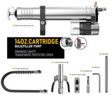 ATIVERE Electric Grease Gun Drill Adapter with 14 OZ Load, Locking Grease Gun Coupler, 12 Inch High Pressure Hose, Extension Rigid Pipe, Pneumatic Tool, Universal Conversion Gun Head ATIVERE