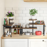 Uniqcovosa Kitchen Countertop Organizer, 3 Tier Moveable Corner Shelf Kitchen Shelf with Hook, Countertop Organizer for Bathroom, Spice Rack, Bookshelf, Coffee Area, Dresser Table (Brown) Uniqcovosa