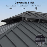 PURPLE LEAF 10' X 12' Hardtop Gazebo with Galvanized Steel Double Roof Outdoor Gazebos for Patio Lawn and Garden Included Netting and Beige Curtains PURPLE LEAF