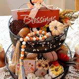 R HORSE Wood Bead Tassel Garland Thanksgiving Farmhouse Rustic Bead with Jute Rope Plaid Tassel Tray Decoration Retro Room Decor Home String Prayer Wall Décor for Nursery Room Vase Ornament R HORSE