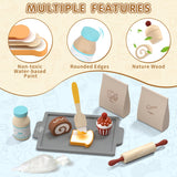 Lehoo Castle Wooden Play Food Set for Kids, Play Kitchen Accessories, Pretend Baking Playset, Cupcakes and Cookie Maker Toys, Preschool Cooking Toys for Toddlers Boys Girls Ages 3+ Lehoo Castle