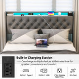 Doltoro Queen Size Bed Frame with 4 Storage Drawers, LED Lights, and Charging Station Doltoro