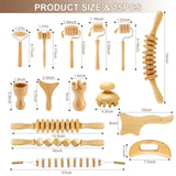15 Pcs Wood Therapy Massage Tools Set Maderoterapia Kit Therapy Tools for Body Muscle Pain Relief Wooden Body Face Sculpting Tools Wood Roller Massager, Fascia Massage HanaWood