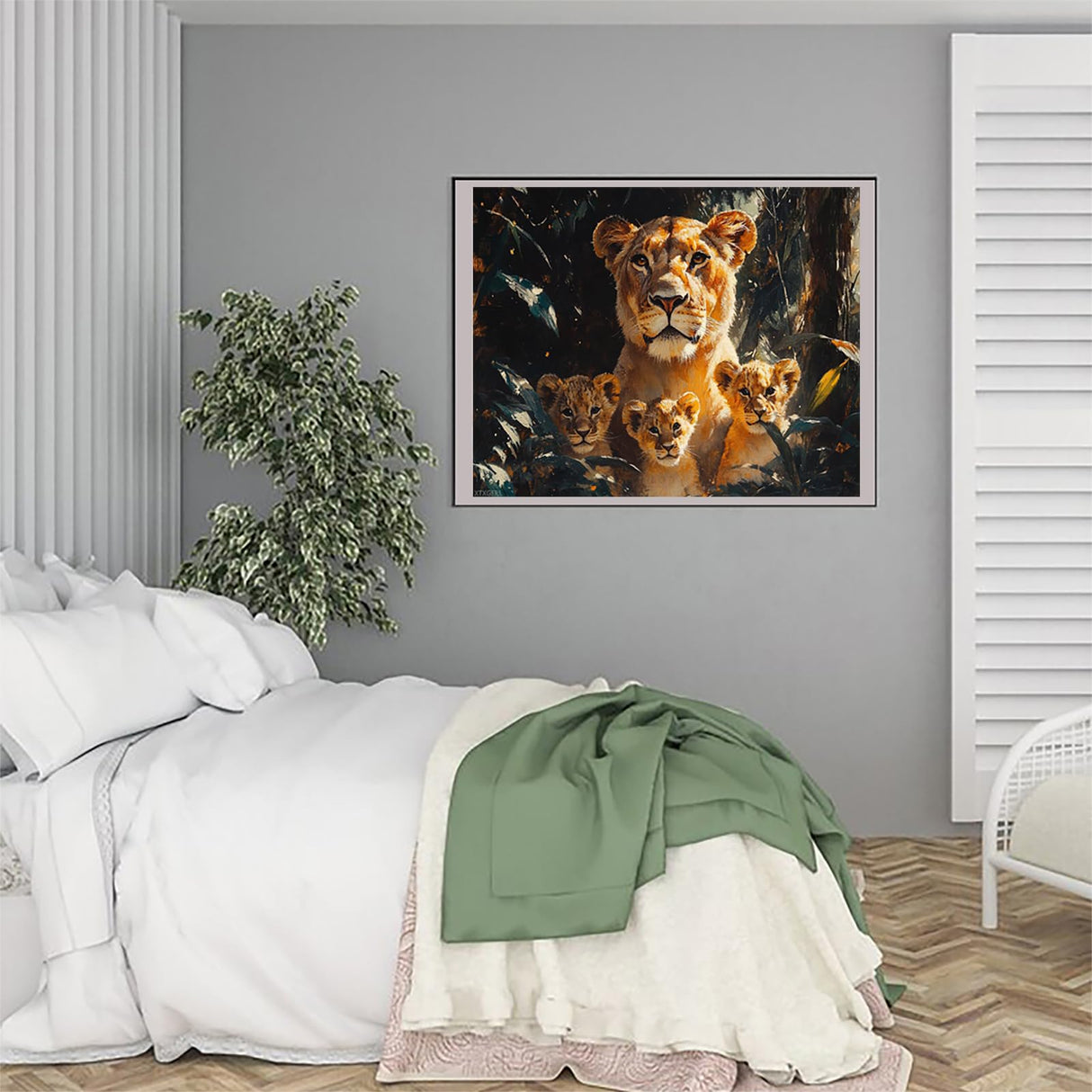 XTXGERL DIY Paint by Numbers for Adults Beginner, Lions, Adult Crafts Adults' Paint-by-Number Kits, Room Decor Gift (16x20 inch, No Frame) XTXGERL