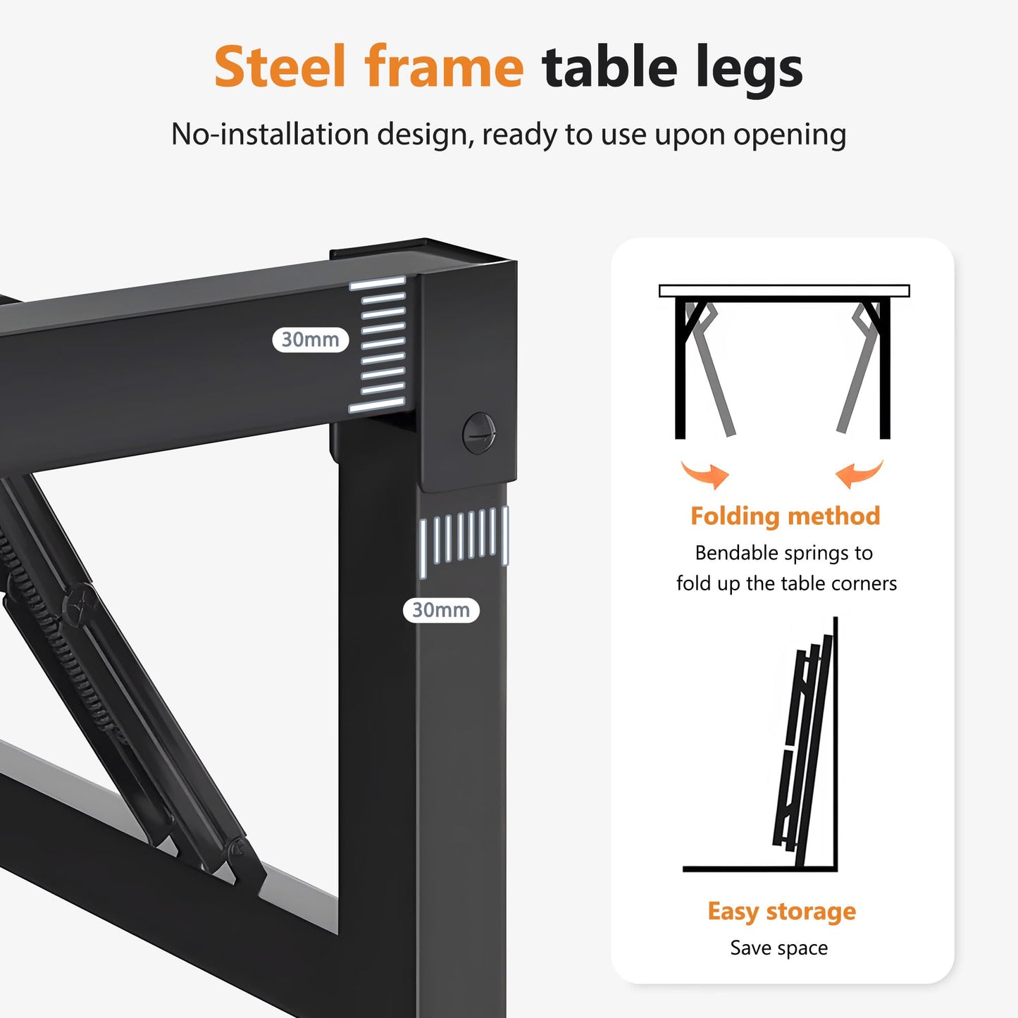 DlandHome Folding Computer Desk 62inches Large No Install Needed Folding Table Workstation for Home Office, Gray and Black Legs AC5FB-160-DCA - WoodArtSupply