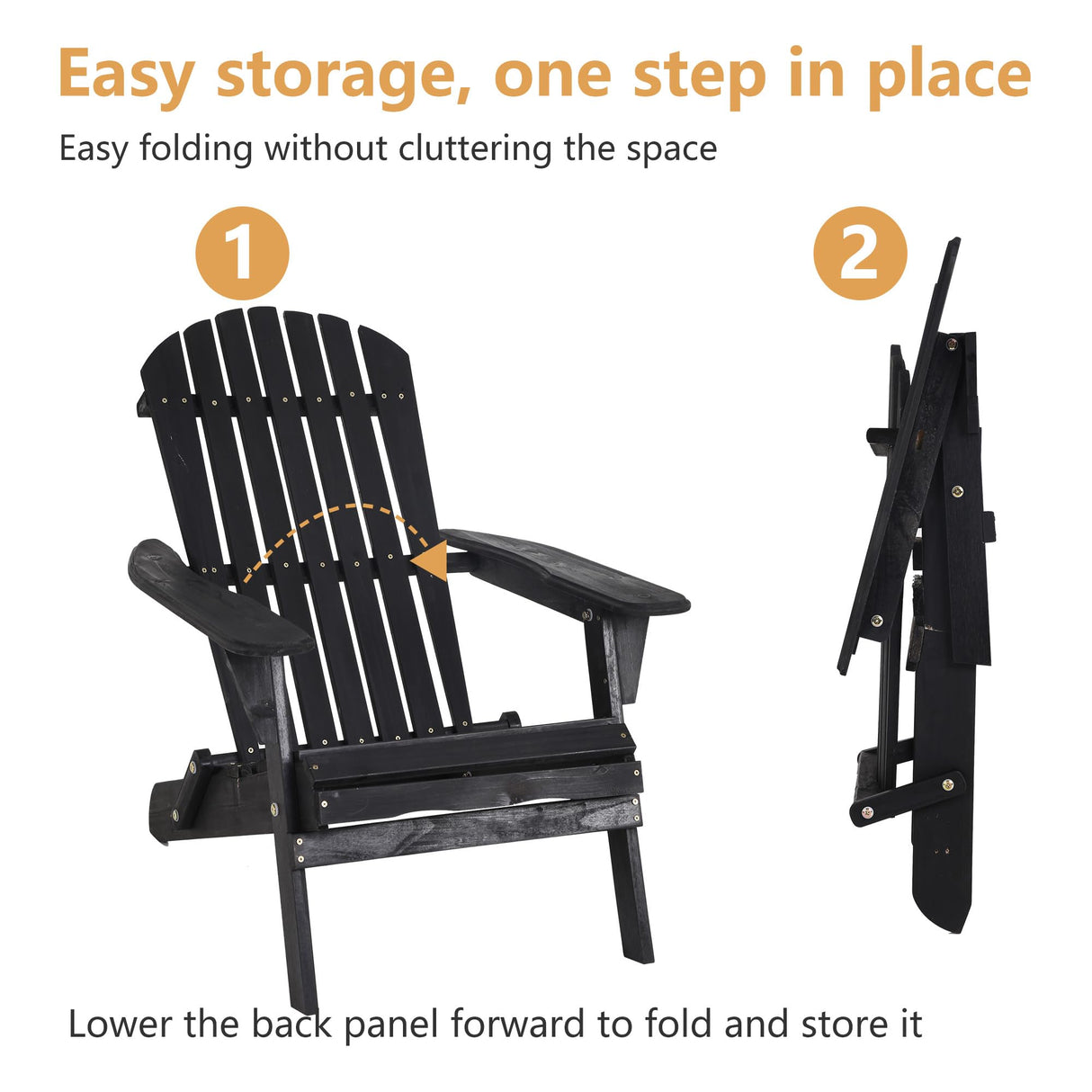 PayLessHere Outdoor Lounger Chairs Set of 2 All Weather Fire Pit Chairs Wooden Adirondack Chairs with Easy Assemble for Patio Garden Lawn Beach Fire Pit, Black PayLessHere