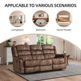 EBELLO Reclining Sofa for Living Room, Extra Wide Modern Overstuffed 3 Seat Recliner Manual Sofa Chair, Breathable Soft Fabric and Padded Seat, Brown EBELLO