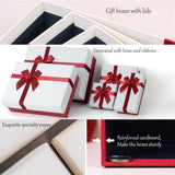 Gift Box for Present, 5 Christmas Gift Boxes with Lids, Boxes for Gifts, Red Gift Boxes with Ribbon for Holidday, Christmas, Celebration, Birthday, Weddings, etc.(Red/White) Eerbaier