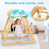 HAFTKD Pikler Triangle Set, 10 in 1 Wooden Climbing Toys for Toddlers, Montessori Indoor Climbing Ladder Gym with Slides, Climbing/Net, Arch Swing HAFTKD