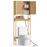 SONGMICS Over The Toilet Storage Cabinet, Bathroom Cabinet with Adjustable Inside Shelf and Bottom Stabilizer Bar, Space-Saving Toilet Rack, Cloud White UBTS010W01 SONGMICS