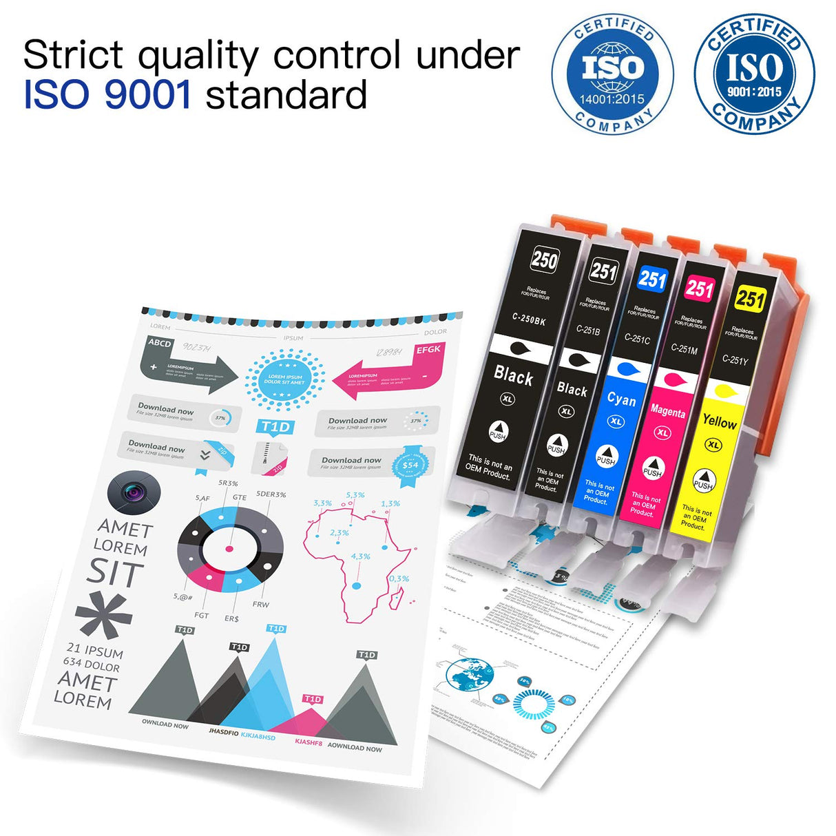 Arthur Imaging Compatible Ink Cartridge Replacement for Canon Pgi-250Xl CLI-251XL for Use with Pixma MX922 MG5520 (6 Large Black, 4 Small Black, 4 Cyan, 4 Yellow, 4 Magenta, 22-Pack) Arthur Imaging