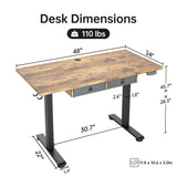 Agilestic Standing Desk with 2 Drawers, Adjustable Height Electric Desk with Storage, 48 x 24 Inches Sit Stand Up Computer Table for Work Office Home, Rustic Brown Agilestic
