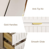 ELUREVIA 4 Wooden Drawer Dresser for Bedroom Storage, Modern Farmhouse Wood Chest of Drawers with Metal Handles, Wide Storage, Cabinet for Closet, Living Room, or Entryway White ELUREVIA