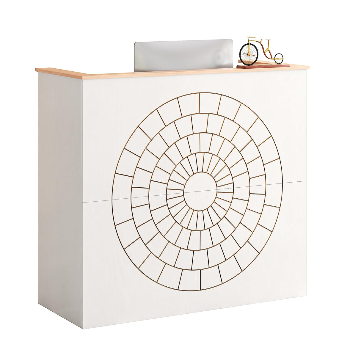 LIKEMET Reception Desk with Counter, Modern Front Reception Room Table, 47 inch Retail Counter for Checkout, Lobby, Beauty Salon, Home Office Desk, Black (White) LIKEMET