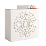 LIKEMET Reception Desk with Counter, Modern Front Reception Room Table, 47 inch Retail Counter for Checkout, Lobby, Beauty Salon, Home Office Desk, Black (White) LIKEMET