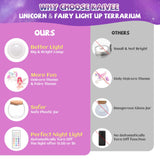 Kaivee 2 Theme in 1 Jar Light Up Unicorn Terrarium Kit & Night Light Fairy Terrarium Kit Creativity DIY Aarts Crafts for Girls Toys Ages 4 5 6 7 8 Year Old Girl Birthday Gifts KAIVEE