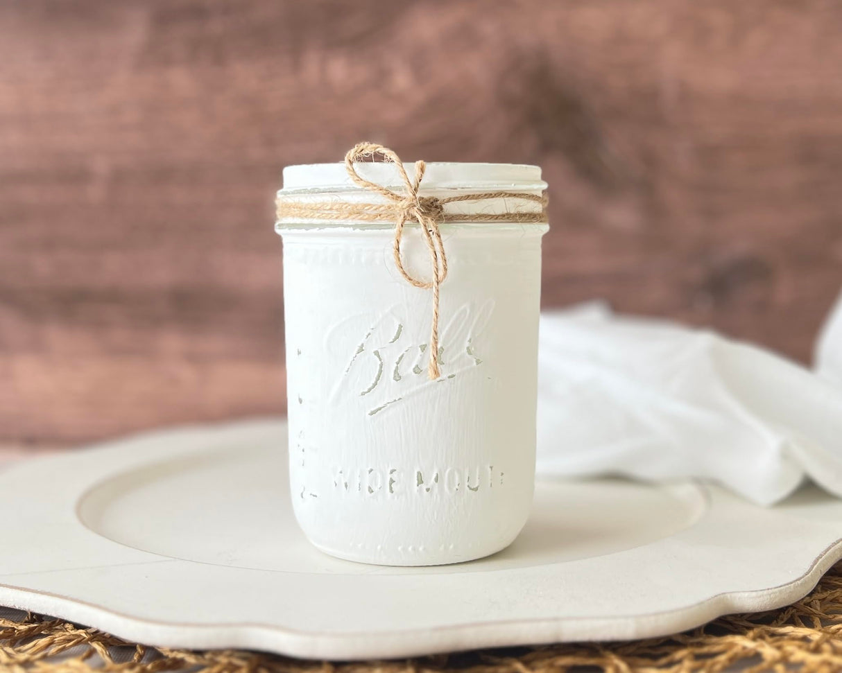 White Mason Jar Decor, Make Up Brush Holder for Vanity, White Painted Mason Jars for Centerpieces, Wide Mouth Pint 16 oz Mason Jar, White Mason Jar Centerpiece for Table, White Pen Holder for Desk Viva's Flower Shop