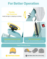 VEVOR Hat Heat Press Machine, with 4pcs Interchangeable Platens, Precise Temperature and Time Control, Hat Press for HTV Iron On and Sublimation Projects, for Caps, Headbands, Cuffs, Face Masks, Green VEVOR