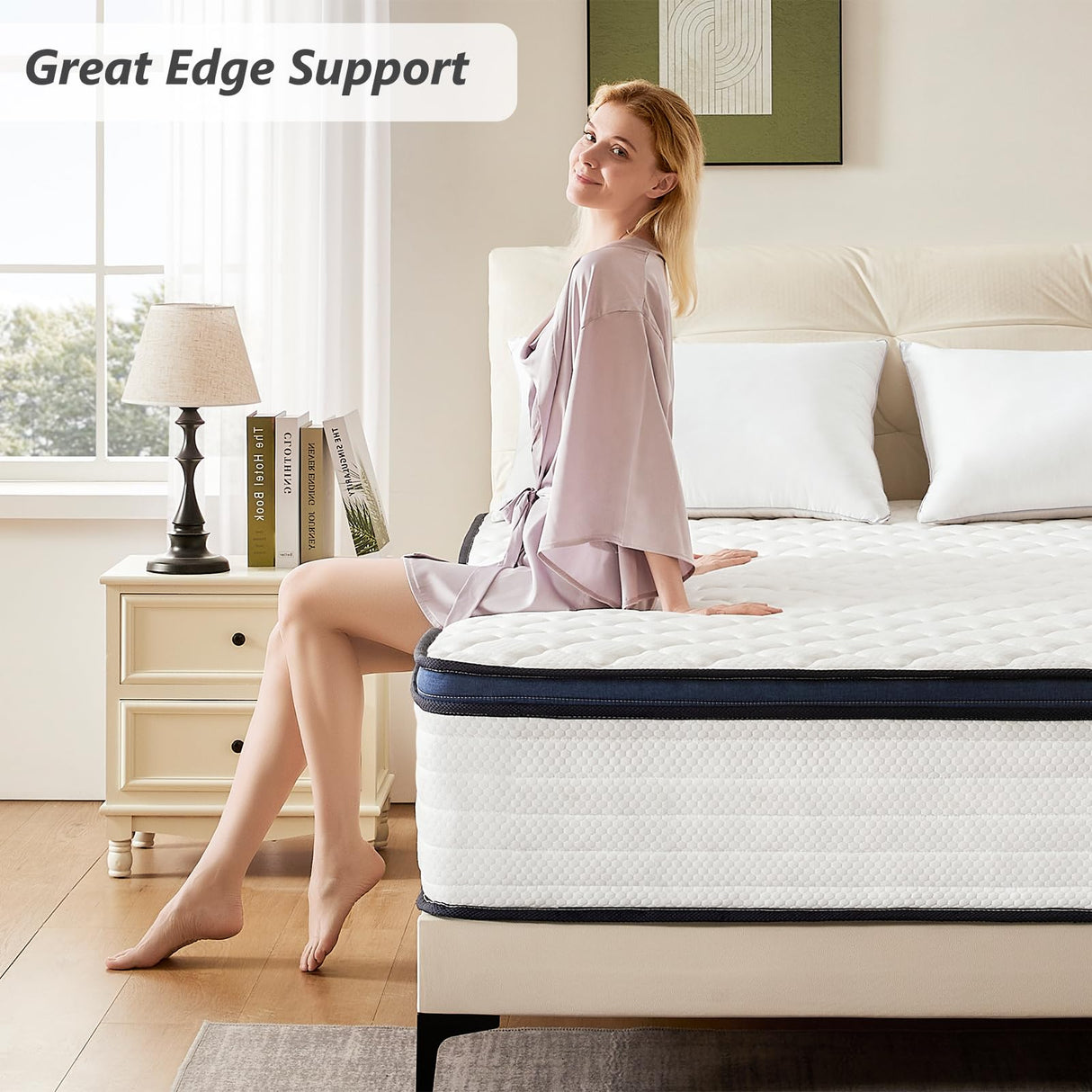 Ablyea Mattress King Size Bed 14 inch Hybrid Mattresses with Pocket Coils Springs, Pressure Relieve, Motion Isolation, Edge Support, CertiPUR-US & Oeko-TEX Certified Medium Firm Ablyea