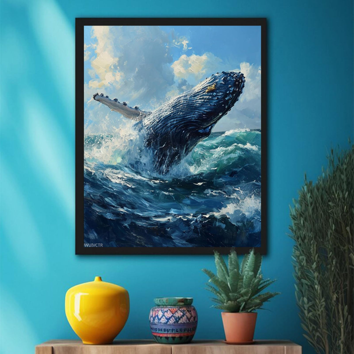 WUIVCTR Paint by Number for Adults, Majestic Humpback Whale Breach, DIY Paintings Acrylic Paint Canvas Women Bedroom Decor Man Painting Kits Art 16x20 Inch (Frameless) WUIVCTR