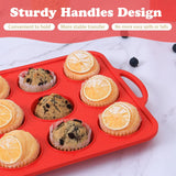 Foepoge 2 Pack Silicone Muffin Pan with Metal Frame, Non-stick Regular Silicone Cupcake Pan with Handles 12 Cup, Silicon Muffin Tin Tray for baking, egg bites, Cupcake Mold, BPA Free Red Foepoge