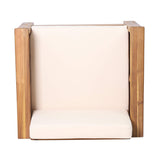 Christopher Knight Home Louver Club Chairs, Teak + Cream Christopher Knight Home