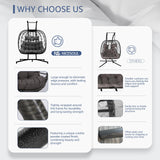 NICESOUL Double Egg Swing Chair with Stand, Oversized 2-Person Indoor Outdoor Hanging Hammock Chairs with Cushion, Wide and Large Comfy Loveseat, 700lbs Sturdy Porch Swings for Outside, Dark Gray NICESOUL