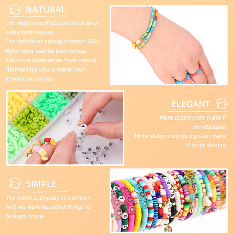 SJZWSD 6-Box Friendship Bracelet Making Kit - 16,000pcs Clay, Seed & Glass Beads Collection, Letter Beads, Charms SJZWSD