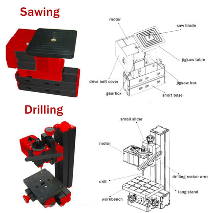 12000RPM 6 in 1Multipurpose Mini Lathe,Versatile Metal Lathe Tool, Motorized Jigsaw Grinder Wood Metal Lathe,Assembled 6 Kinds of Different Lathes,Process Soft,Non - Ferrous,Precious Metals,Wood