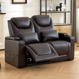 AZXZCS RV Loveseat Recliner, Wall Hugger Recliner Sofa PU Leather with Removable Armrests and Pillows for RVs, Living Rooms, and Home Theaters (Brown, Row of 2) AZXZCS