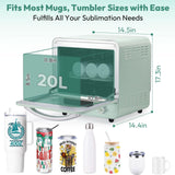 OFFNOVA Sublimation Oven Machine, 20L 110V 1250W Convection Oven for Sublimation Blanks Mugs Tumblers Cups Water Bottles Bulk Printing, with Oven Glove and Shrink Wrap OFFNOVA
