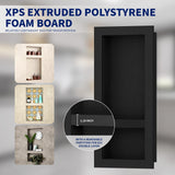 BWE Black Shower Niche Insert Tile Ready 16" X 32" Rectangle for Shower Wall Prefabricated Waterproof Double Shelves Recessed Niche for Shower Bathroom Storage BWE