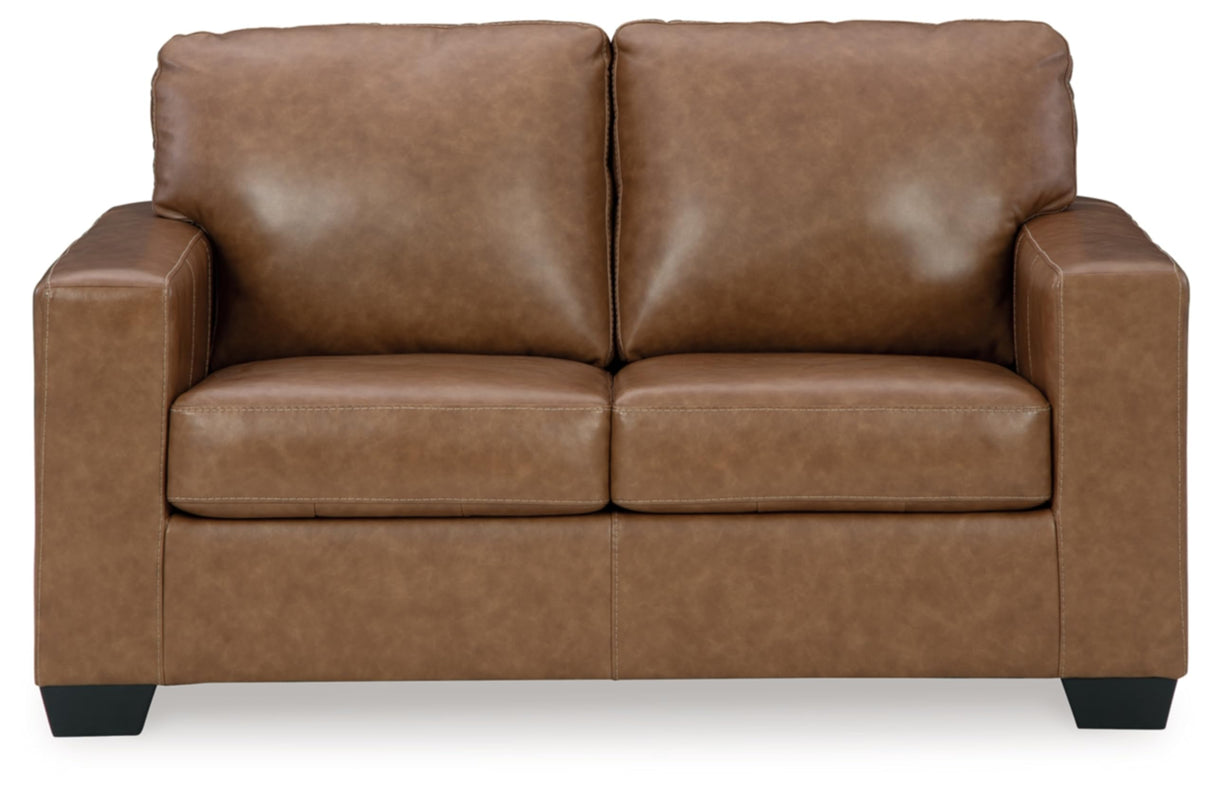 Signature Design by Ashley Bolsena Contemporary Leather Match Loveseat, Dark Brown Signature Design by Ashley
